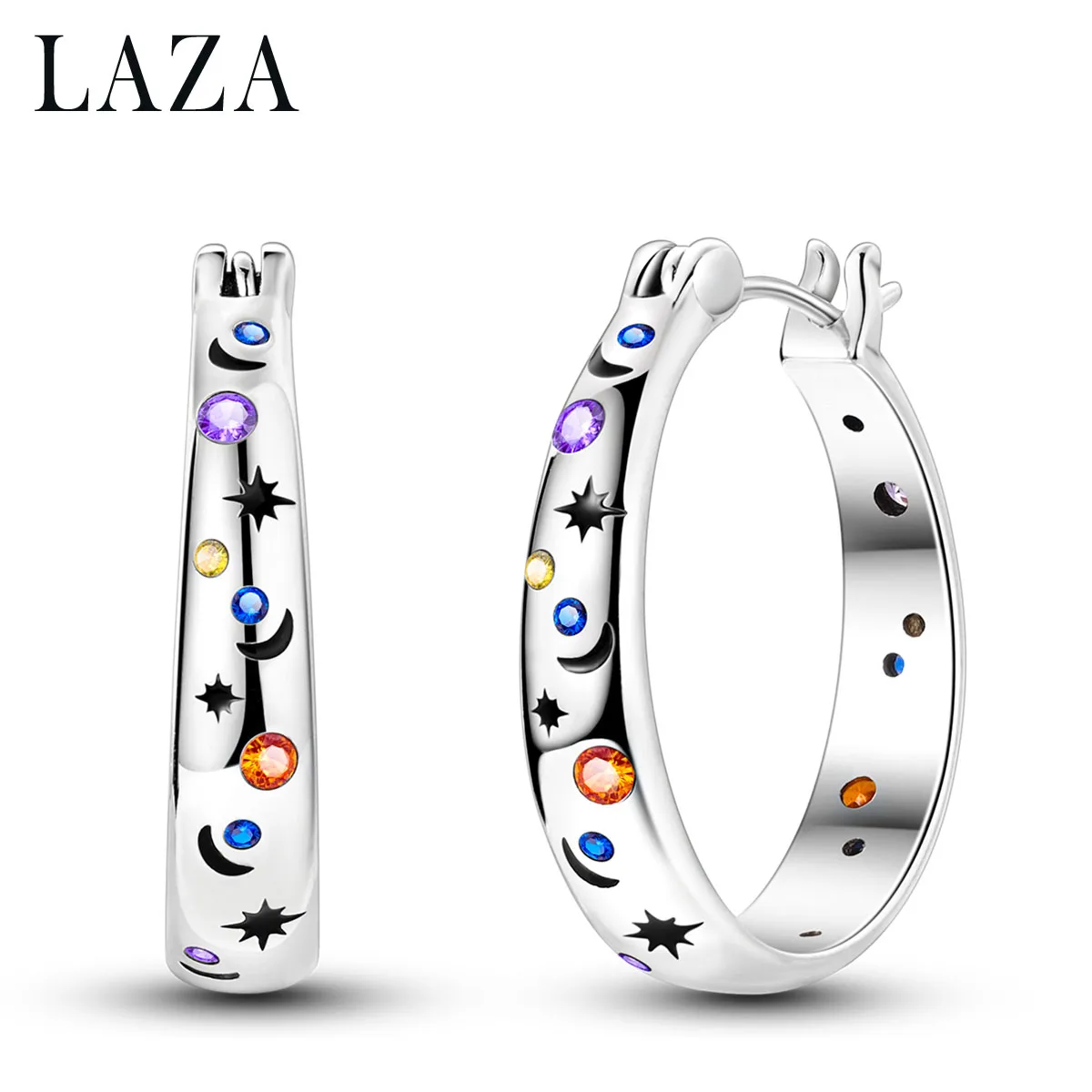 LAZA 후프 귀걸이 여성을위한 실버 도금 Pendientes 결혼 약혼 기념일 쥬얼리