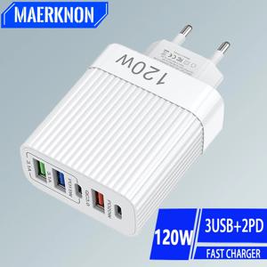USB C 타입 고속 충전기, 5 포트 PD 고속 충전, 휴대폰 충전기 어댑터, 아이폰 15 프로, 삼성, 샤오미, 화웨이, USB C 벽 충전기