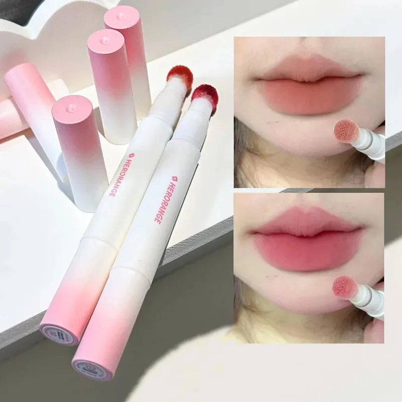 푹신한 벨벳 소프트 립 글레이즈 리퀴드 립스틱 크림 누드 매트 로즈 레드 안료 방수성 오래 지속되는 염료 뺨 립 색조 페이스트