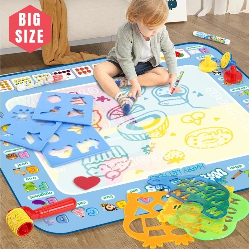 100x80cm 물 낙서 매트 매직 드로잉 낙서 매트 색칠 매트 드로잉 보드 2-7 세 소년과 소녀를위한 교육 장난감