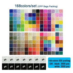 168 색상/세트 Yantjouet 2.6mm EVA 미니 비즈 키트 선물 블랙/화이트 3500pcs 하마 비즈 퓨즈 비즈 Diy 퍼즐 철 비즈