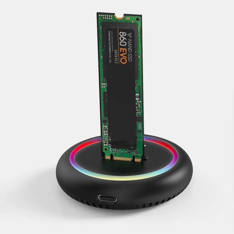 Blueendless 듀얼 프로토콜 SSD m 2 도킹 스테이션 RGB LED 조명 M.2 SATA USB C SSD 케이스 NVME+NGFF hdd SSD 도킹 스테이션 솔리드