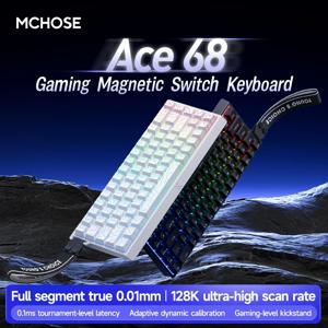 ACE60 MCHOSE ACE68 자기 키보드 기계식 유선 프로 게임용 0.01mm RapidTrigg 8000Hz SOCD/Rs 0.125ms 128K 샘플링 속도