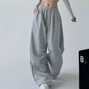 2025 뉴 하라주쿠 와이드 레그 스웨트 팬츠 여성 streetwear 헐렁한 오버 사이즈 그레이 스포츠 바지 여성 drawstring 캐주얼 조깅 바지