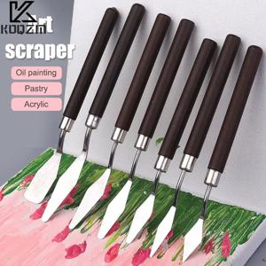 1-7Pcs 스테인레스 스틸 주걱 키트 팔레트 구 아슈 유화 칼 미술 그림 도구 세트 유연한 블레이드