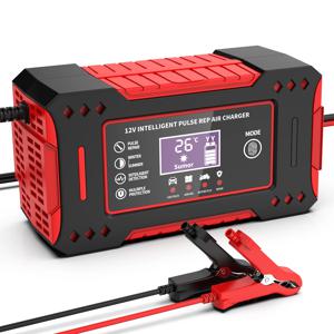 6A 12V 지능형 자동차 배터리 충전기 자동차 및 오토바이 배터리 충전 장치 납산 배터리 수리 LCD 디스플레이