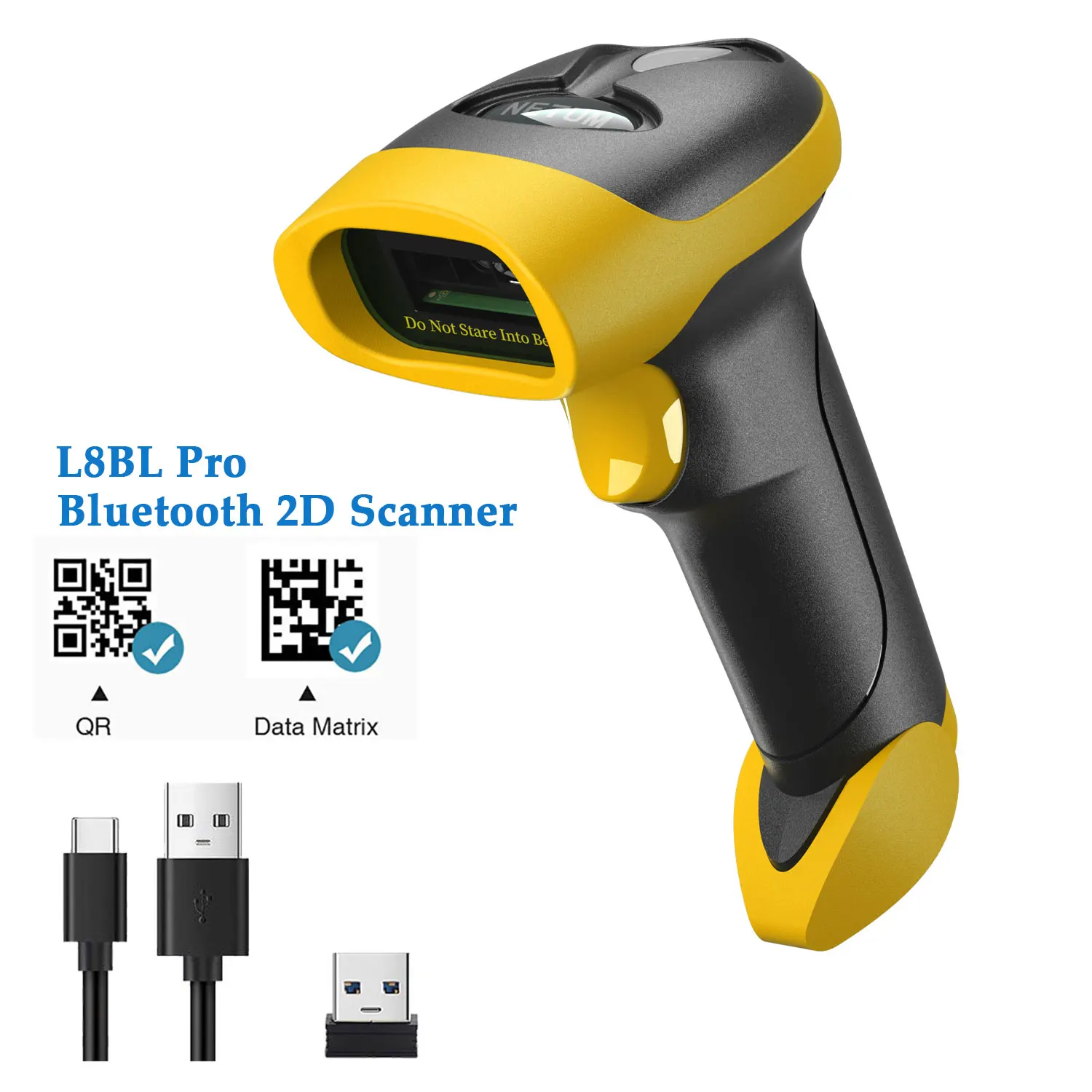 NETUM 블루투스 무선 2D 바코드 스캐너 및 L5 유선 QR 바코드 리더, PDF417, POS 스캔용 자동 감지, L8BL