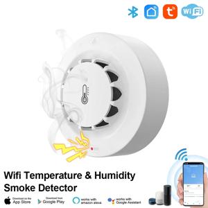 ONENUO 와이파이 연기 감지기 알람, 온도 습도 감지, 화재 연기, 80dB 사운드, 알렉사 구글 홈 투야 스마트 라이프용