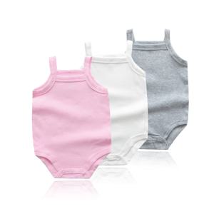 여름 0-48M 아기 소녀 옷 면화 소재 조끼 아기 Jumpsuit 솔리드 ​​컬러 부드럽고 편안한 신생아 아기 Bodysuit
