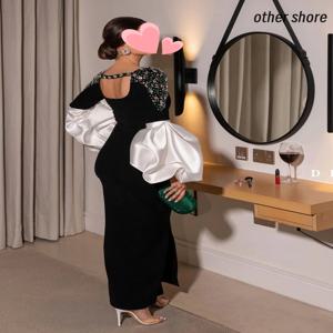 기타 쇼어 우아한 빈티지 섹시 블랙 크리스탈 비즈 프릴, 공식 행사 무도회 원피스, 이브닝 파티 가운