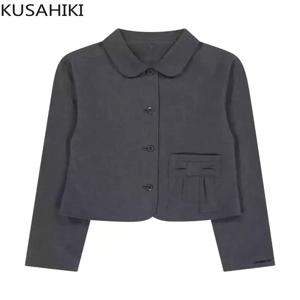 KUSAHIKI 2025 봄 가을 복고풍 일본 캠퍼스 스타일 정장 재킷 탑 여자 학교 여성을위한 맞춤형 코트