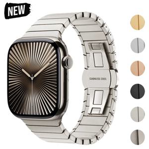 Apple Watch 용 금속 밴드 Iwatch 시리즈 10 9 Ultra 49mm 42/44/45/40mm Business Correa 용 46mm 스트랩 스테인레스 스틸 시계 밴드