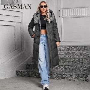 GASMAN 2024 여성용 겨울 재킷, 긴 대형 포켓 코트, 여성 브랜드, 고품질 파카, 방풍 따뜻한 다운 재킷 83510