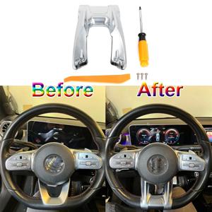 자동차 스티어링 플랫 휠 하단 트림 커버 ABS, 메르세데스 벤츠 AMG W177 B W247 C W205 E W213 G W463 GLS W257 클래스용, W/로고