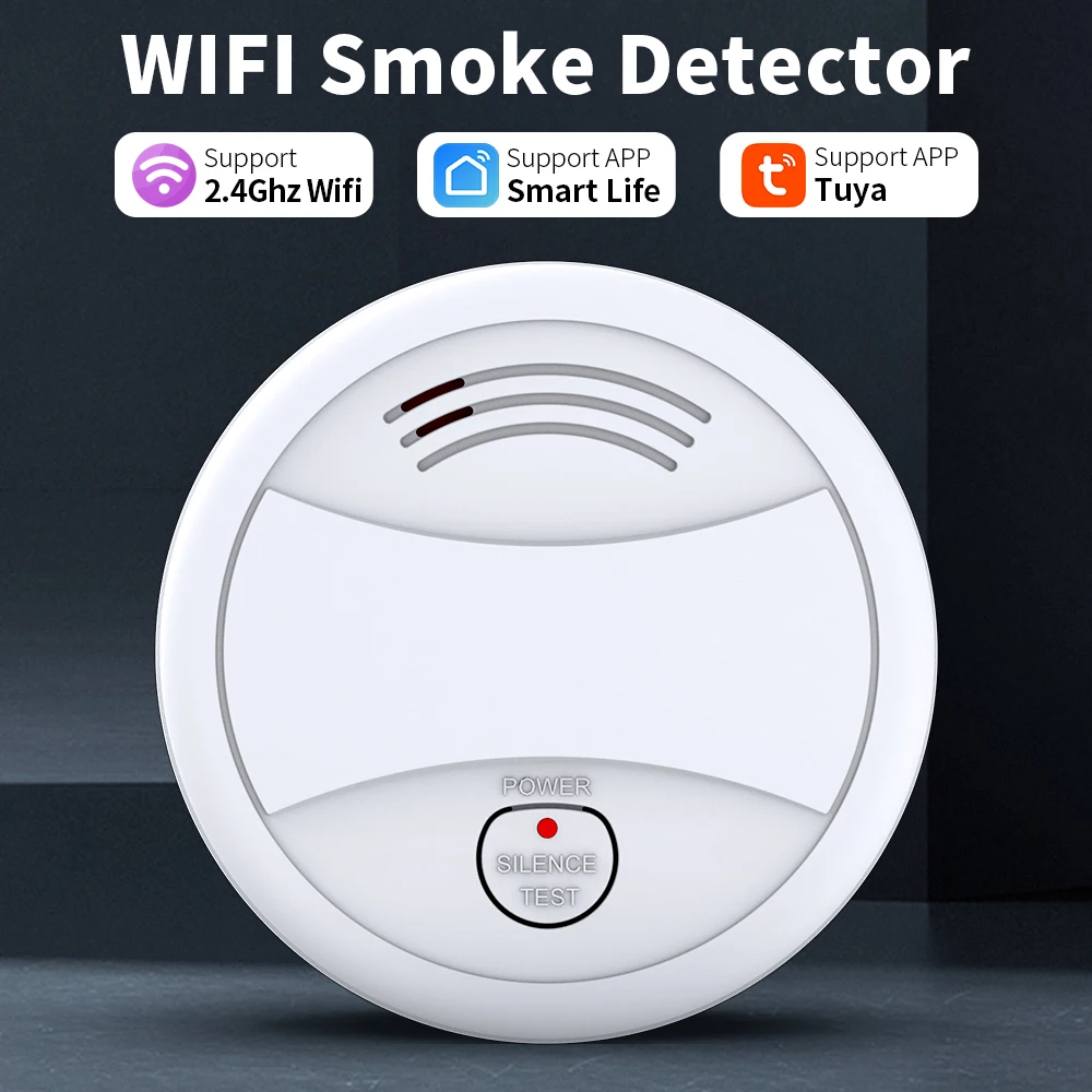 Tuya 연기 감지기 Wifi 화재 경보 시스템 홈 오피스 휴대용 보안 화재 경보를위한 훈제 장