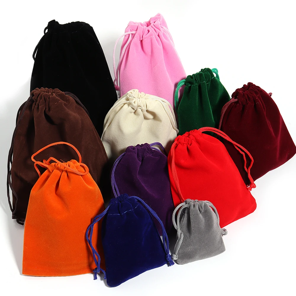 5-10 개/몫 컬러 벨벳 Drawstring 가방 쥬얼리 캔디 스토리지 디스플레이 축제 선물 포장 주머니에 대 한 멀티 크기 포장 향 주머니