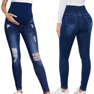 출산 패션 캐주얼 청바지 높은 허리 지원 배꼽 엉덩이 리프팅 탄성 데님 바지 일일 작업 Loungewear streetwear