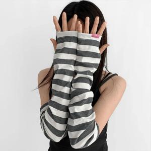 여성용 스트라이프 자외선 차단 슬리브, 운전용 라이딩 오버 슬리브, 펑크 고딕 패션, 루즈 암 워머, 야외 커프 슬리브, 여름