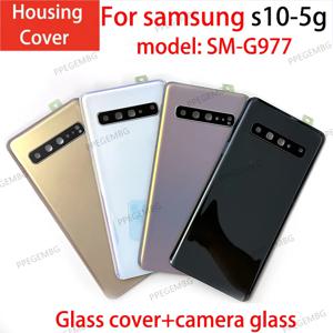 S10 5G 유리 삼성 S10 5G G977 G977U G977F 배터리 뒷면 커버 후면 도어 뚜껑 패널 쉘 하우징 케이스 카메라 렌즈 교체