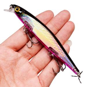 1PCS 레이저 Wobbler 낚시 미끼 미노우 하드 인공 미끼 11CM 12G 크랭크베이트 잉어 스트라이프베이스 Pesca 낚시 태클 미끼