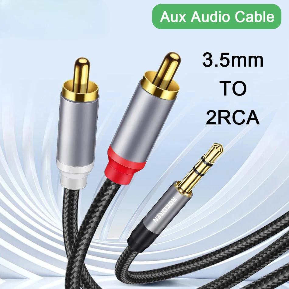 3.5mm ~ 2RCA 케이블 Aux 오디오 케이블 3.5 잭 ~ 2 RCA Male 어댑터 분배기 TV 박스 비디오 증폭기 스피커 와이어 코드