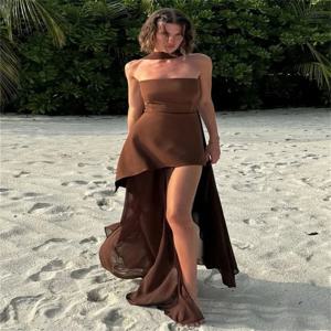 Tossy 여름 여성 리본 긴 드레스 우아한 메쉬 Backless 패치 워크 슬림 패션 파티 드레스 가운 여성 Bodycon 드레스