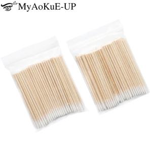 100pcs 일회용 면봉 속눈썹 연장 마이크로 브러시 귀 청소 스틱 화장품 애플리케이터 나무 면봉 메이크업 도구