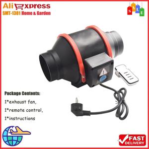 1Pcs 굴뚝 팬 100mm 속도 제어 가변 속도 제어 기능이있는 혼합 흐름 인라인 팬 45W 48W 220V 고속 조용한 배기 팬