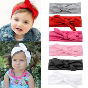 2024 새로운 아기 나일론 머리띠 부드러운 토끼 Bowknot 터번 헤어 밴드 어린이 소녀 탄성 Headwrap 헤어 액세서리