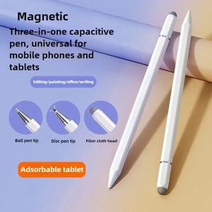 IOS 안드로이드 터치 펜용 3 in 1 마그네틱 스타일러스 펜 IPad 용 Samsung Xiaomi Huawei 태블릿 스마트 폰 드로잉 용량 성 연필