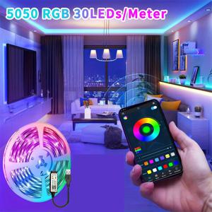 5V 5050 LED 스트립 조명 룸 장식 홈 30LED/m RGB 테이프 꽃줄 백라이트 스마트 크리스마스 조명 블루투스 App 제어