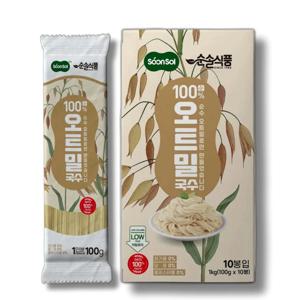 순솔 100% 오트밀국수 1kg (100g x 10봉) 비건면 무밀가루 저칼로리면 제로슈가 오트밀면 무첨가물 글루텐프리 포케샐러드면 샐러드국수