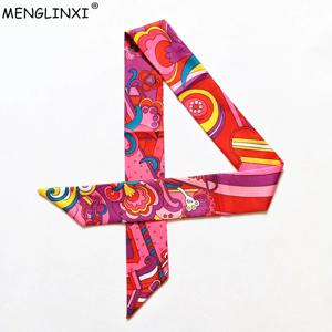 새로운 디자인 레인보우 드라이브 실크 스카프 2023 럭셔리 브랜드 스카프 여성 스키니 가방 헤어 넥 스카프 풀라 드 Femme 머리띠