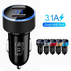 3.1A 듀얼 Usb 차량용 충전기 2 포트 Lcd 디스플레이 12V 자동차 시가 라이터 전원 어댑터 소켓 자동차 전화 충전기 아이폰 Xiaomi