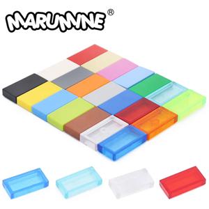 Marumine 200PCS 1x2 타일 빌딩 블록 대량 액세서리 3069 MOC 벽돌 바닥 부품 DIY 하우스 도시 거리 기본 보드 플레이트