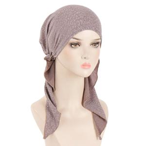 새로운 쉬머 Pre-Tied Hat 여성 이슬람 Hijab Turban 긴 꼬리 Headscarf Beanies 보닛 탈모 Chemo Cap Head Wrap Bandanas
