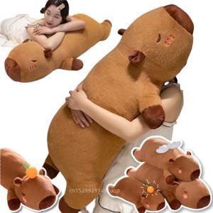60cm-100cm Kawaii 만화 거대한 스트립 Capybara 봉제 인형 베개 거짓말 갈색 오렌지 날개 크리 에이 티브 Capybara 플러시 장난감 홈 장식