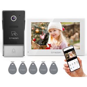 TMEZON WiFi 비디오 도어폰 7zoll 터치 스크린, 1080P 유선 초인종 앱/카드 스와이프/모니터 tuya