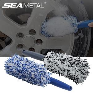 SEAMETAL 플러시 자동차 휠 허브 브러시 미끄럼 방지 플라스틱 손잡이 자동 휠 타이어 림 브러시 청소 도구 세차 액세서리