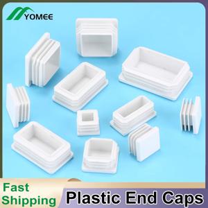 직사각형/사각형 흰색 플라스틱 블랭킹 엔드 캡 튜브 파이프 삽입 플러그 마개 15x15mm-50x100mm
