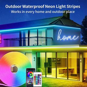 1/2/3/4/5M RGB 네온 LED 스트립 음악 동기화 전원 블루투스 App 원격 제어 홈 장식에 대 한 방수 유연한 리본 네온 불빛
