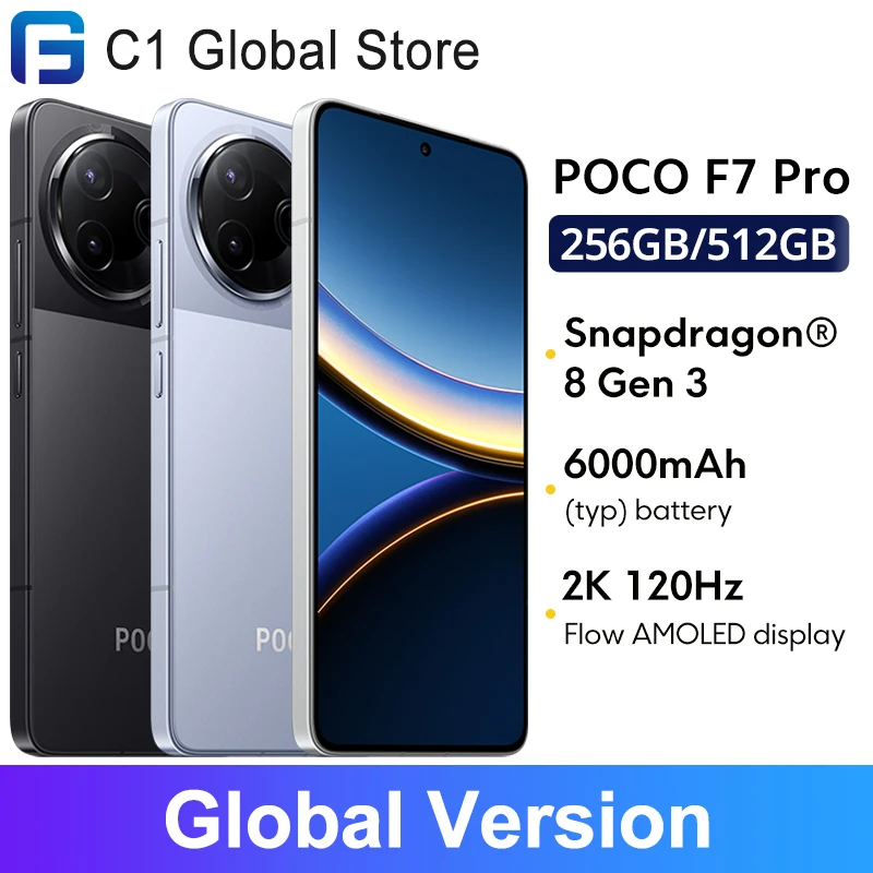 포코 F7 프로 글로벌 버전 스마트폰, NFC 스냅드래곤®AMOLED 디스플레이 하이퍼차지 5G, 8 세대 3, 6000mAh, 6.67 인치, 2K, 90W