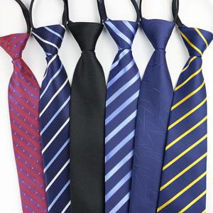 2023 새로운 8cm 너비 Pre-tied 지퍼 넥 넥타이 스트라이프 폴카 도트 넥타이 남성용 Corbatas Gravata Slim Suits Jacquard Cravat Tie