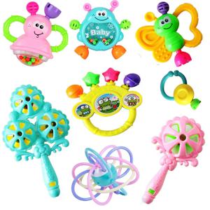 7/8pcs 신생아 장난감을위한 아기 딸랑이 Teethers 잡아 셰이커 손 개발 딸랑이 장난감 조기 교육 어린이 씹는 장난감 0-12 개월