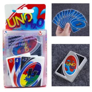 새로운 UNO H2O 카드 게임 명확한 방수 압력 증거 PVC 플라스틱 투명한 어린이 장난감 카드 놀이 보드 게임 생일 선물