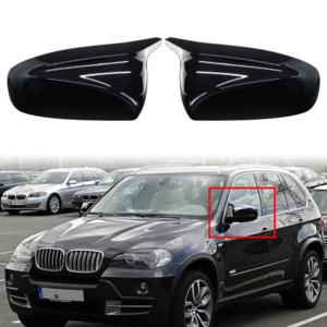 BMW X5 E70 X6 E71 2007-13 사이드 윙 미러 커버 캡 글로스 블랙 왼쪽 + 오른쪽