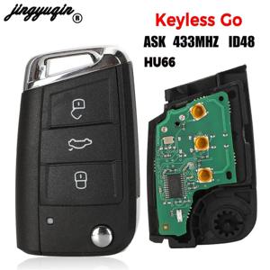 Jingyuqin Keyless-go 원격 키 434MHz MQB ID48 For VW 폭스바겐 골프 7 MK7 Touran Polo Tiguan 5G 6959752 AB BB 6V 0959752 D/Q