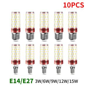 10PCS E27 LED 옥수수 램프 3W 6W 9W 12W 15W SMD2835 E14 LED 촛불 전구 AC85-265V 샹들리에 촛불 LED 조명 홈 장식