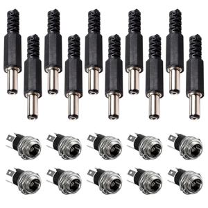 10 쌍 DC 전원 공급 장치 잭 소켓 암 패널 마운트 커넥터 3 핀 5.5x2.1mm 5.5mm x 2.1mm DIY 수 DC 전원 플러그