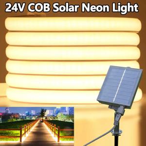 DC 24V COB 태양 네온 라이트 스트립 유연한 조명 방수 IP67 따뜻한 화이트 1m 2m 3m 4m 5m LED 스트립 정원 장식